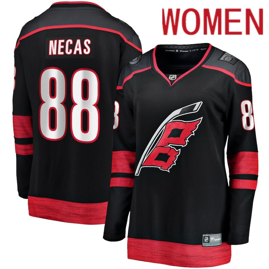 Women Carolina Hurricanes #88 Martin Necas Fanatics Branded Black Home Breakaway Player NHL Jersey